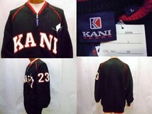 【KARL KANI/カールカナイ】ロゴワッペン フロントジップ セーター BLACK/RED Size:L 新品 デッドストック/希少/大き目/アウトドア/ウール_画像3