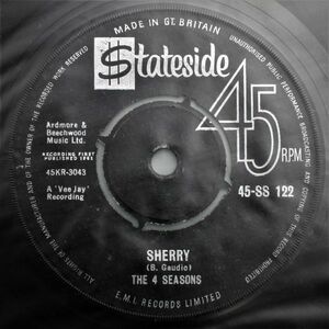 T-557 UK盤 名曲 The 4 Seasonsフォー・シーズンズ Sherry シェリー /I've Cried Before 45-SS 122 The Four Seasons 45 RPM