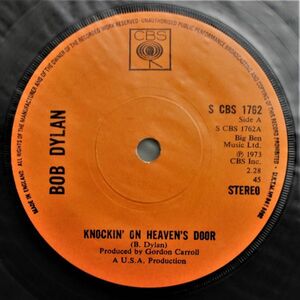 T-558 UK record Bob Dylan Bob *ti Ran Knockin' On Heaven's Door heaven country to door /Turkey Chase S CBS 1762 originals Lee b45 RPM