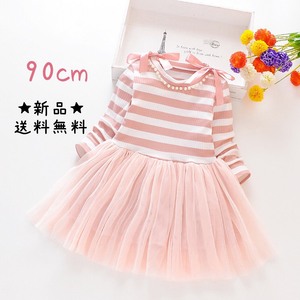  new goods 90. border One-piece pink long sleeve chu-ru skirt baby clothes girl 