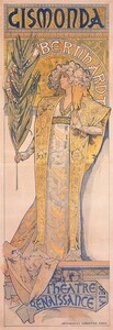【フルサイズ版】アルフォンス・ミュシャ ジスモンダ 1894年 サラ・ベルナール 絵画風 壁紙ポスター 290×848mm はがせるシール式 001S2