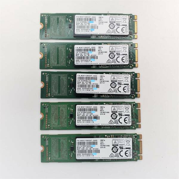 3■送料無料■【５個セット・M.2 SSD128GB】★Samsung 　サムソン★（管：CW2-SS-2M5S2）■MZ-NTY1280■動作確認済み　フォーマット済み 