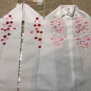 華やか洗える刺繍衿（ポリエステル100%）刺繍糸レーヨン100%・赤とピンクキラキラ付き２枚セット・匿名配送・送料無料・追跡番号付き