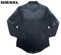 ★正規 DIESEL ディーゼル ヴィンテージ加工 インディゴ 長袖 デニムシャツ メンズ S_画像2