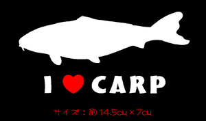 I LOVE CARP ハート 鯉 ステッカー 　　　　　　　　池 川 河 釣り こい chiaki