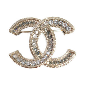 Chanel Chanel Rhinestone Coco Mark Brooch Ladies Gold 67890 Brooch