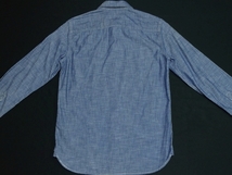 新品AmericanEagleOutfitters長袖コットンシャンブレーワークシャツS(M)本藍染めネイビー\6589_画像3