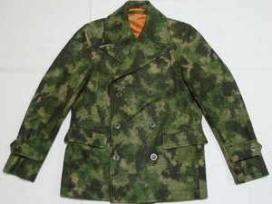 美品ANGEE BROSアンジーブロスWoolCamouflageP-Coatウールピーコート46(M)グリーンカモフラ\53900日本製