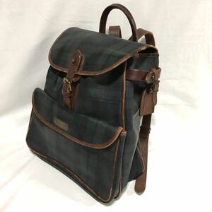 [Rare] POLO RALPH LAUREN rucksack PVC vinyl chloride leather green x navy check brown leather back, Ralph Lauren, bag, bag