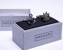 ★カフスボタン ONYX-ART LONDON CK239 ANCHOR & WHEEL CUFFS 人生の挫折! 夢と浪漫を求めて新たな航海の始まり出発です・・♬～_画像3