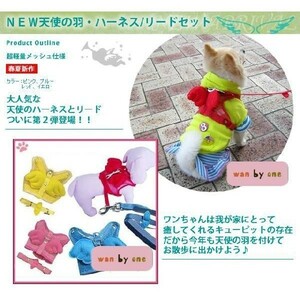 【激安処分品】天使の羽根ハーネス＆リード 　(ピンク　Lサイズ)　ソフトハーネス