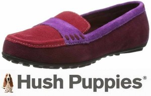 新品/大特価/ハッシュパピーHush Puppies/スリッポン/大塚製靴製品/ドライビング/スエード/US6/約23㎝/赤レッド/紫パープルT3084