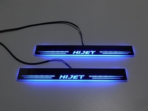 ハイゼット HIJET LED スカッフプレート 青 流れる シーケンシャル フロント２P デラックス クルーズ クルーズターボ デッキバン 電装