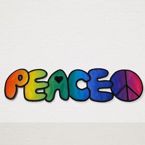 ワッペン PEACE アイロンワッペン 大きい