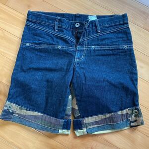 バック迷彩　ミリタリー　ハーフパンツ デニムパンツ DENIM Lサイズ