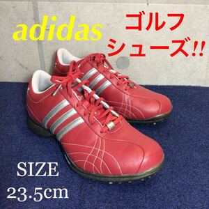 【売り切り!送料無料!】A-154 adidas ゴルフシューズ SIGNATURE natalie 816379 24.5cm 赤 中古箱無し!