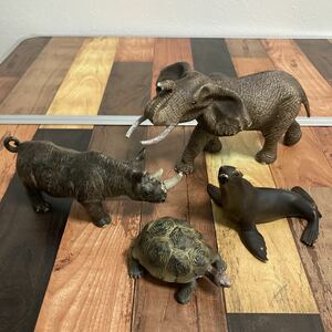 Schleich【シュライヒ 】動物フィギュア 象　サイ　カメ　オットセイ　計4体セット