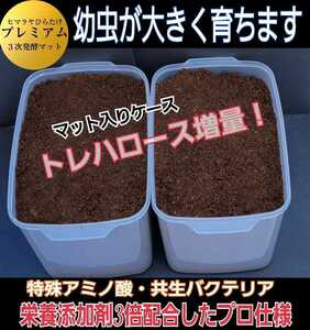 外産カブトの幼虫を入れるだけ！便利です！プレミアム発酵マット4400mlケース付き☆微粒子3次発酵！栄養添加剤・共生バクテリア３倍配合！