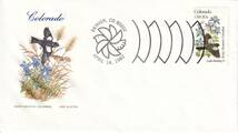 【ＦＤＣ】野鳥と花：ホオジロ類ヒバリ、ロッキー山脈オダマキ（１）（１９８２年）（アメリカ）　t2721_画像1