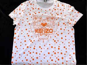  новый товар KENZO Kenzo * тигр рисунок точка общий рисунок футболка . белый × orange XL