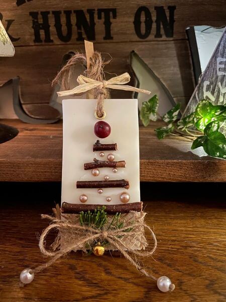 Xmasソイワックスサシェ クリスマスツリーモチーフ 鈴チャーム付 無料ギフトBOX