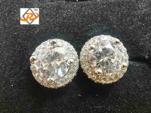  height type zircon four nail earrings (1 CT)