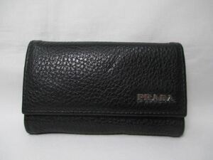 美品 ＰＲＡＤＡ プラダ ６連キーケース 黒 革 中古本物