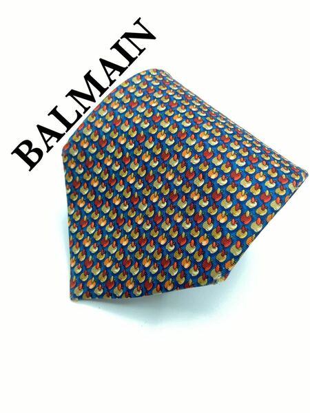 フランス製　 ブランドネクタイ　BALMAIN バルマン　シルク100% 柄ネクタイ