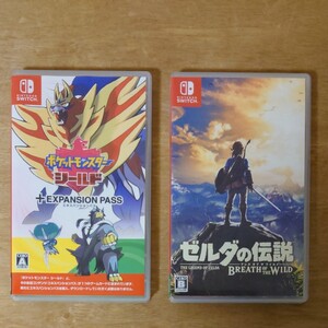 中古 Nintendo Switch ポケモン シールド+エキスパンションパス ゼルダの伝説 ブレスオブザワイルド 2本セット