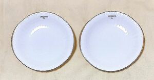 前畑陶器　Ungaro・Paris　金彩ライン　楕円型　白い皿2枚