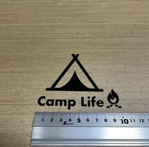 79. 【送料無料】Camp Life 焚き火 カッティングステッカー キャンプ テント アウトドア CAMP . 黒【新品】_画像2