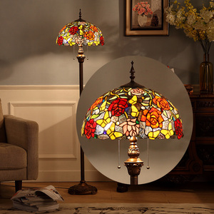 * art goods * stain do lamp stained glass antique floral print retro atmosphere . stylish * Tiffany technique lighting floor stand 