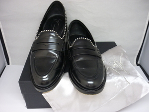 【ジュゼッペ・ザノッティ】　GIUSEPPE　ZANOTTI　靴　ローファー　スタッズ　レザー　サイズ37　約24㎝　SY01-N70