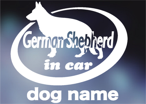 シェパード in car ステッカー。犬ステッカー