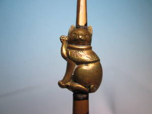 [. month ] antique * rare article book@ tortoise shell maneki-neko gold lacqering. .. ornamental hairpin tree box attaching 