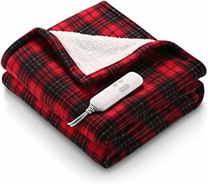 レッド 電気毛布、ソフトフランネル140 * 80 cm、電気ニーパッド、暖かさ、赤、6つの暖房設定、1〜2時間の自動シャットダ