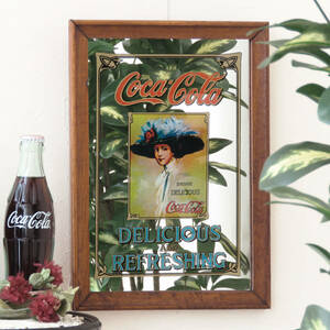 コカ・コーラ（Coca-Cola）の ビンテージミラー/古い壁掛け鏡/店舗什器/ディスプレイ/パブ/レストラン/インテリア雑貨/内装/装飾/A-4450-20