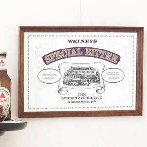 ビンテージパブミラー/ワットニーズ(WATNEYS)イギリスのビール/壁掛け鏡/店舗什器/ディスプレイ/バー/インテリア雑貨/内装/装飾/A-4450-13