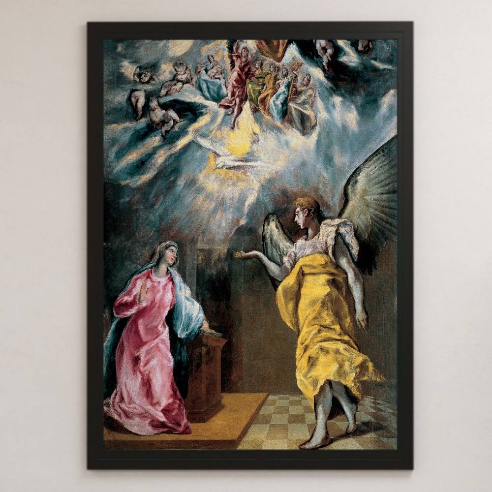 El Greco Verkündigung Gemälde Kunst Hochglanz Poster A3 Bar Cafe Klassische Inneneinrichtung Religiöse Malerei Bibel Christus Maria Engel Gabriel, Gehäuse, Innere, Andere