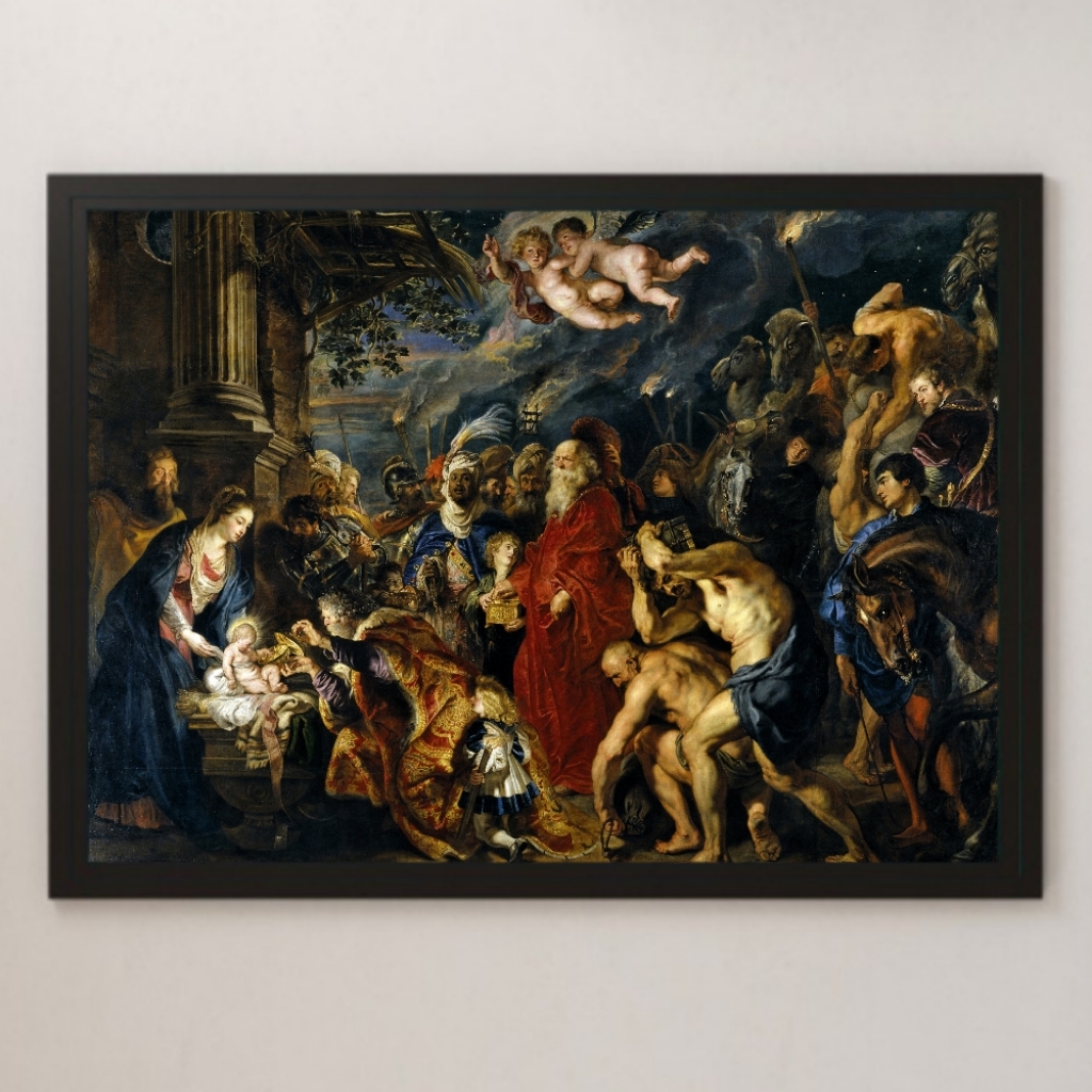 Rubens Anbetung der Heiligen Drei Könige, Gemälde, glänzendes Poster, A3, für Bar, Café, Taverne, klassisches Retro-Interieur, Bibel, Christentum, religiöse Malerei, Residenz, Innere, Andere