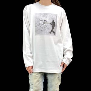 新品 大きい オーバー サイズ XXL 3XL 4XL 対応 ハイジャック バッティング グラフィティ バンクシー風 ビッグ ロンT 長袖Tシャツ パーカー