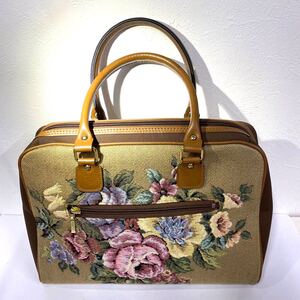 ミニボストンバッグ 刺繍バッグ 美品