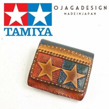 ◆OJAGA DESIGN/オジャガデザイン TAMIYA タミヤ ロゴ レザー ショート ウォレット 財布_画像1