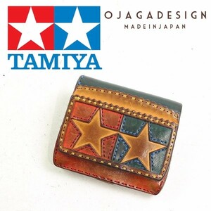 ◆OJAGA DESIGN/オジャガデザイン TAMIYA タミヤ ロゴ レザー ショート ウォレット 財布