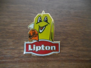 フランス☆古いピンズ 【LIPTON Hello】レア ピンバッジ ピンバッチ PINS リプトン 紅茶