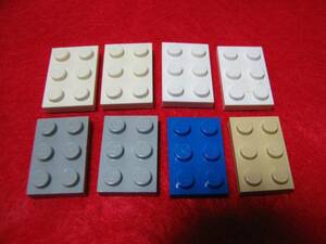 ☆レゴ-LEGO★3021★プレート2x3★白4、灰2、青1、タン1★USED