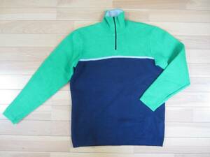 ★J CREW SPORT ハーフジップ切り替えボーダー 綿セーター★マルチsizeS★