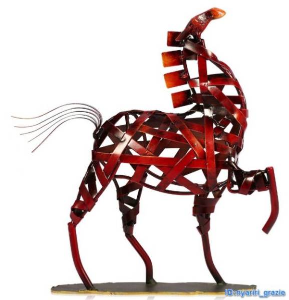 Tooarts 馬 金属 彫刻 鉄 メッシュ ハンドメイド 模型 ホース 置物 デコレーション アート 5 送料無料, 金属工芸, 鉄製, その他