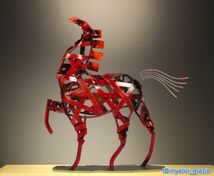Tooarts 馬 金属 彫刻 鉄 メッシュ ハンドメイド 模型 ホース 置物 デコレーション アート 5 送料無料_画像2