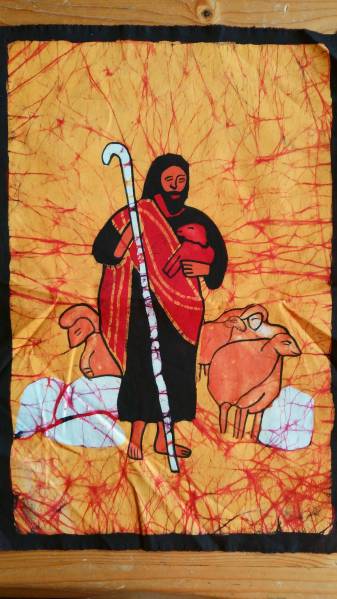 ★Nepalese Batik Painting★Hand-dyed Wax Painting★Christ★②, Artwork, Painting, others